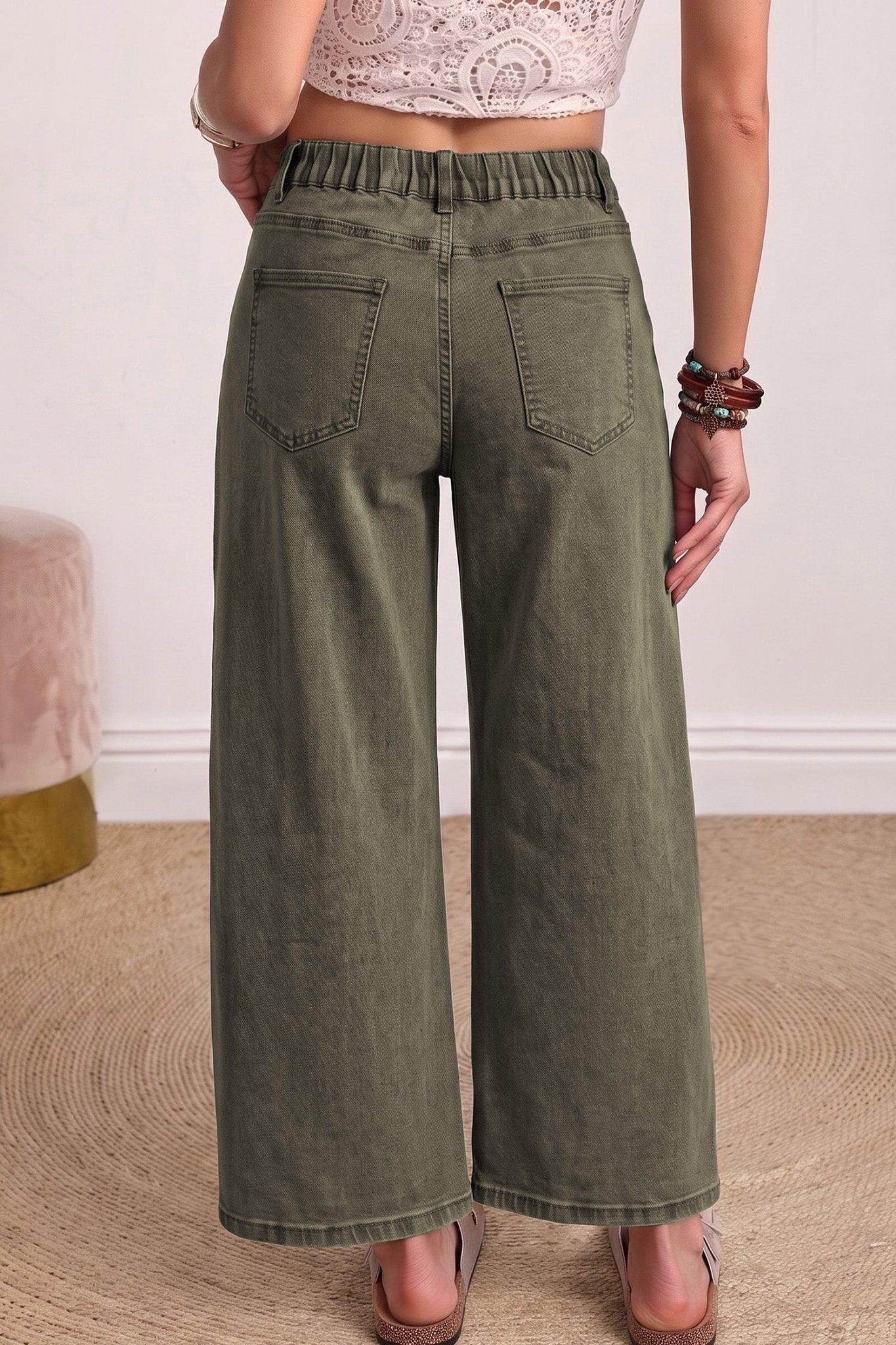 Solid Denim Square Patch Pocket Barrel Jeans - Rooted & Reckless Co.