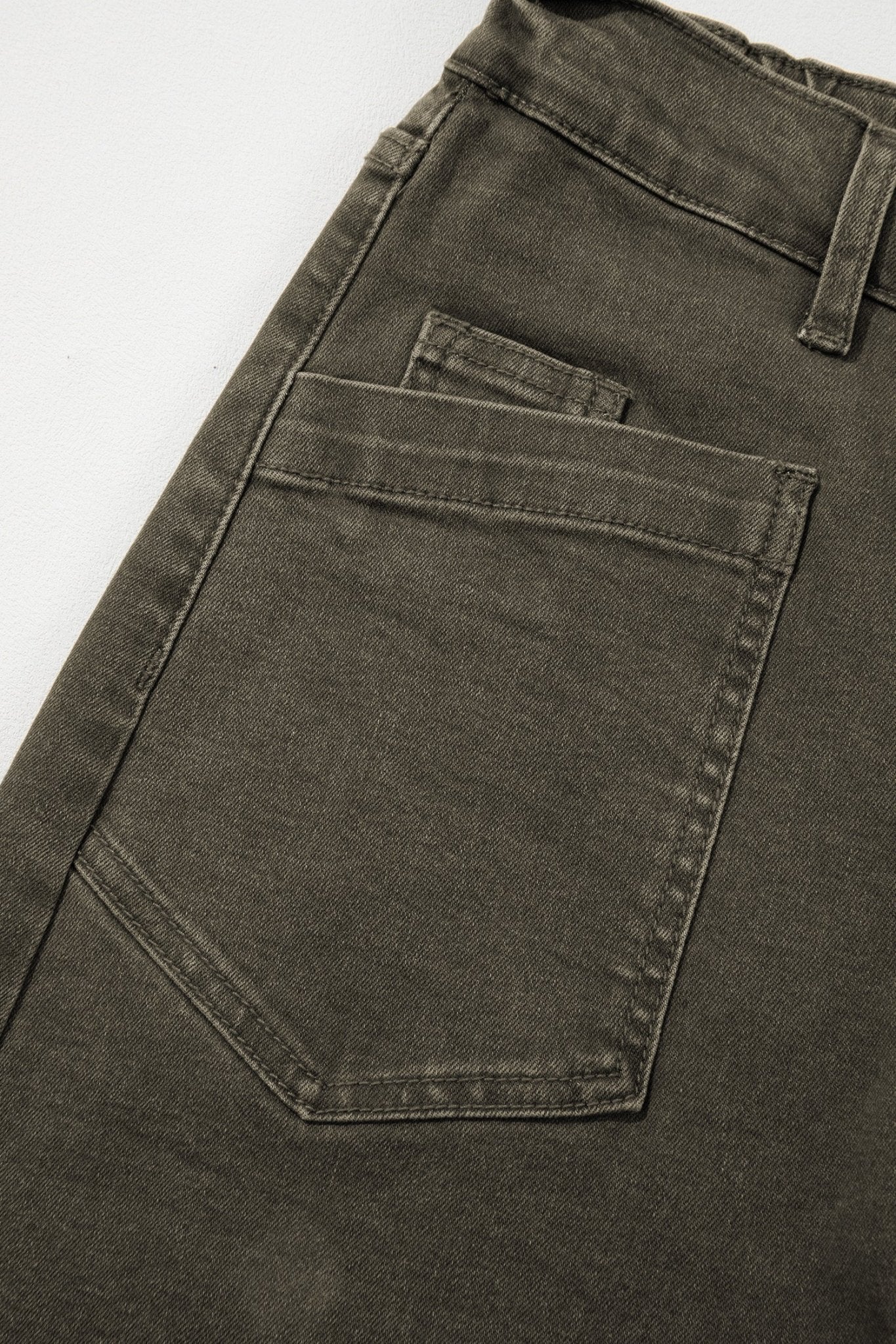 Solid Denim Square Patch Pocket Barrel Jeans - Rooted & Reckless Co.
