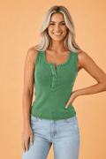 Solid Distressed Ribbed Mineral Wash Tank Top - Rooted & Reckless Co.