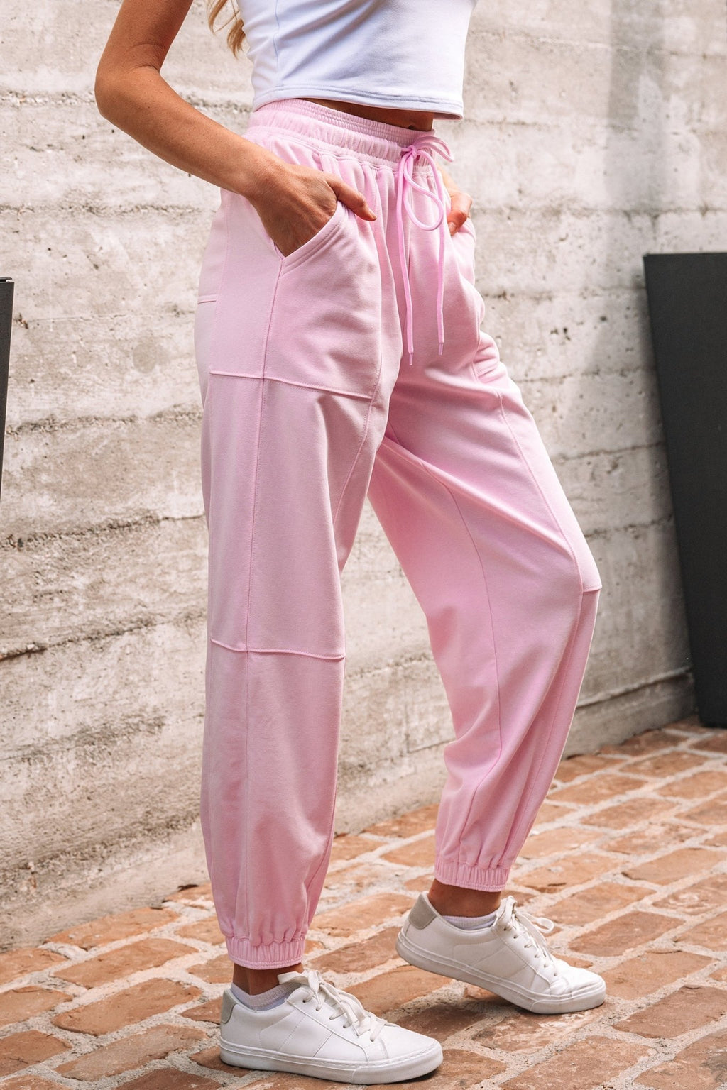 Solid Drawstring Elastic Waist Jogger Pants - Rooted & Reckless Co.