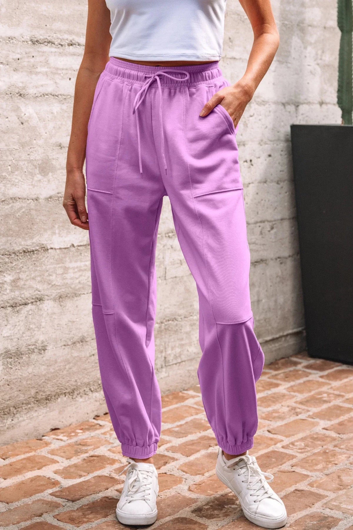 Solid Drawstring Elastic Waist Jogger Pants - Rooted & Reckless Co.