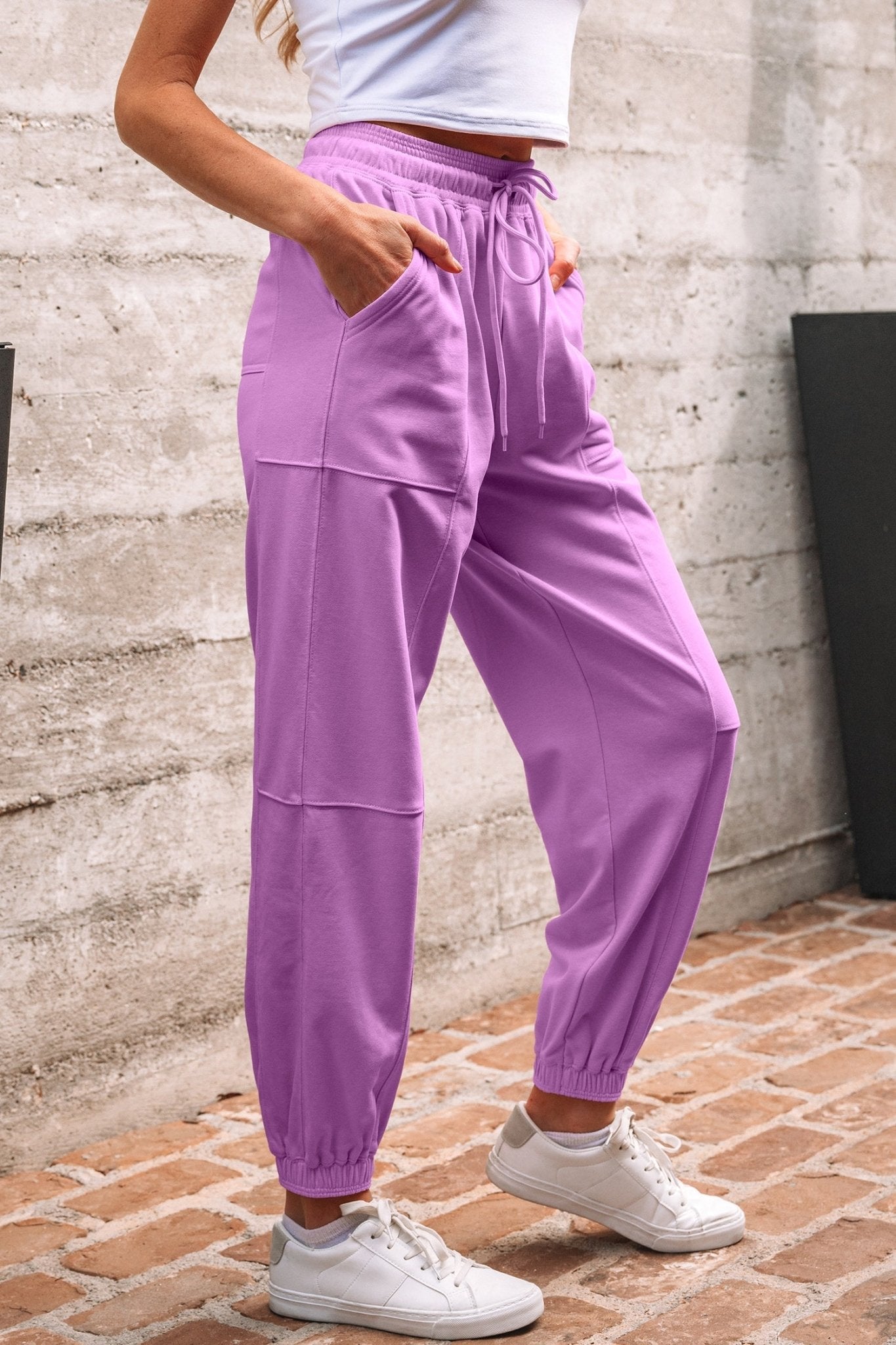 Solid Drawstring Elastic Waist Jogger Pants - Rooted & Reckless Co.