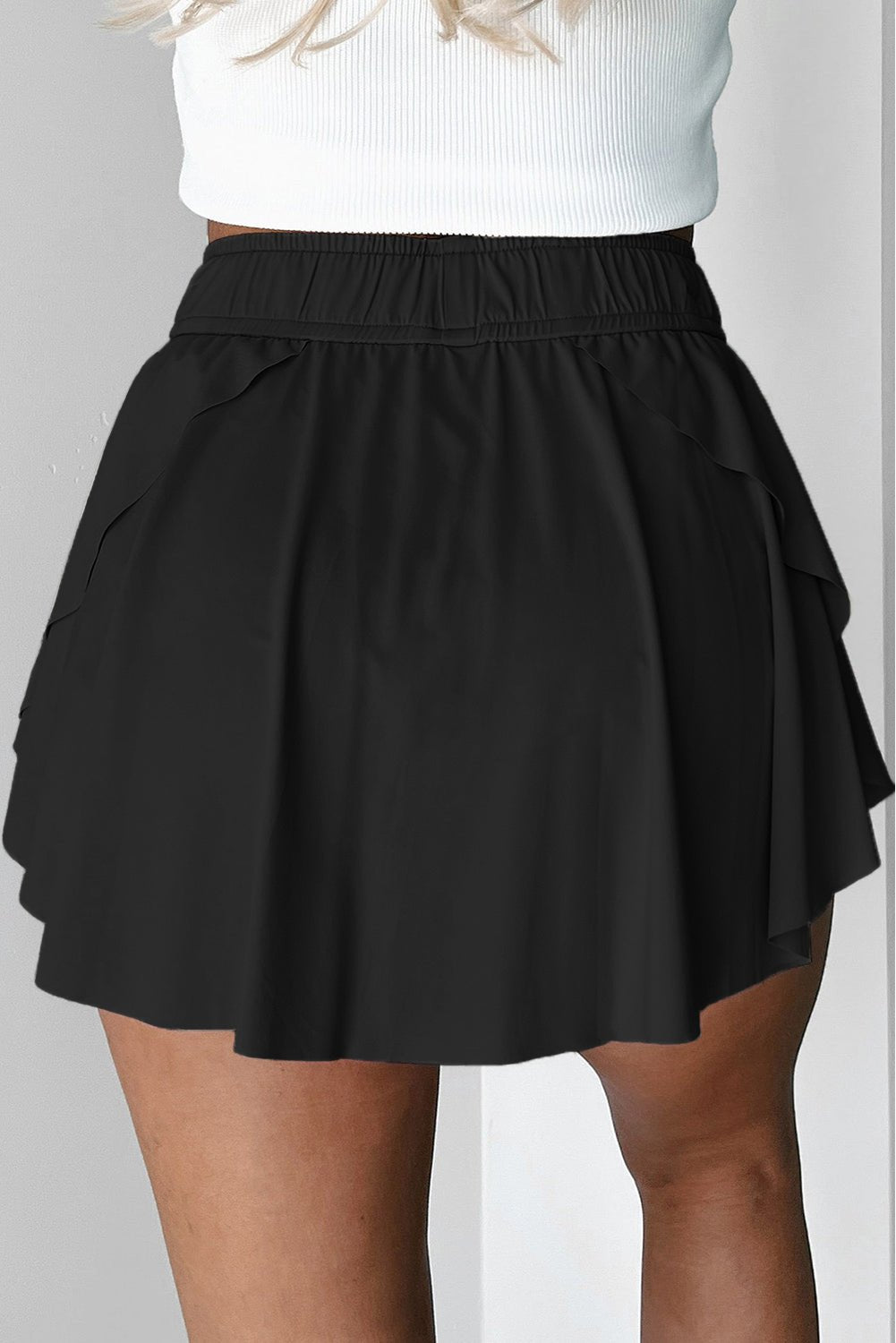 Solid Drawstring Elastic Waist Lined Tennis Skort - Rooted & Reckless Co.