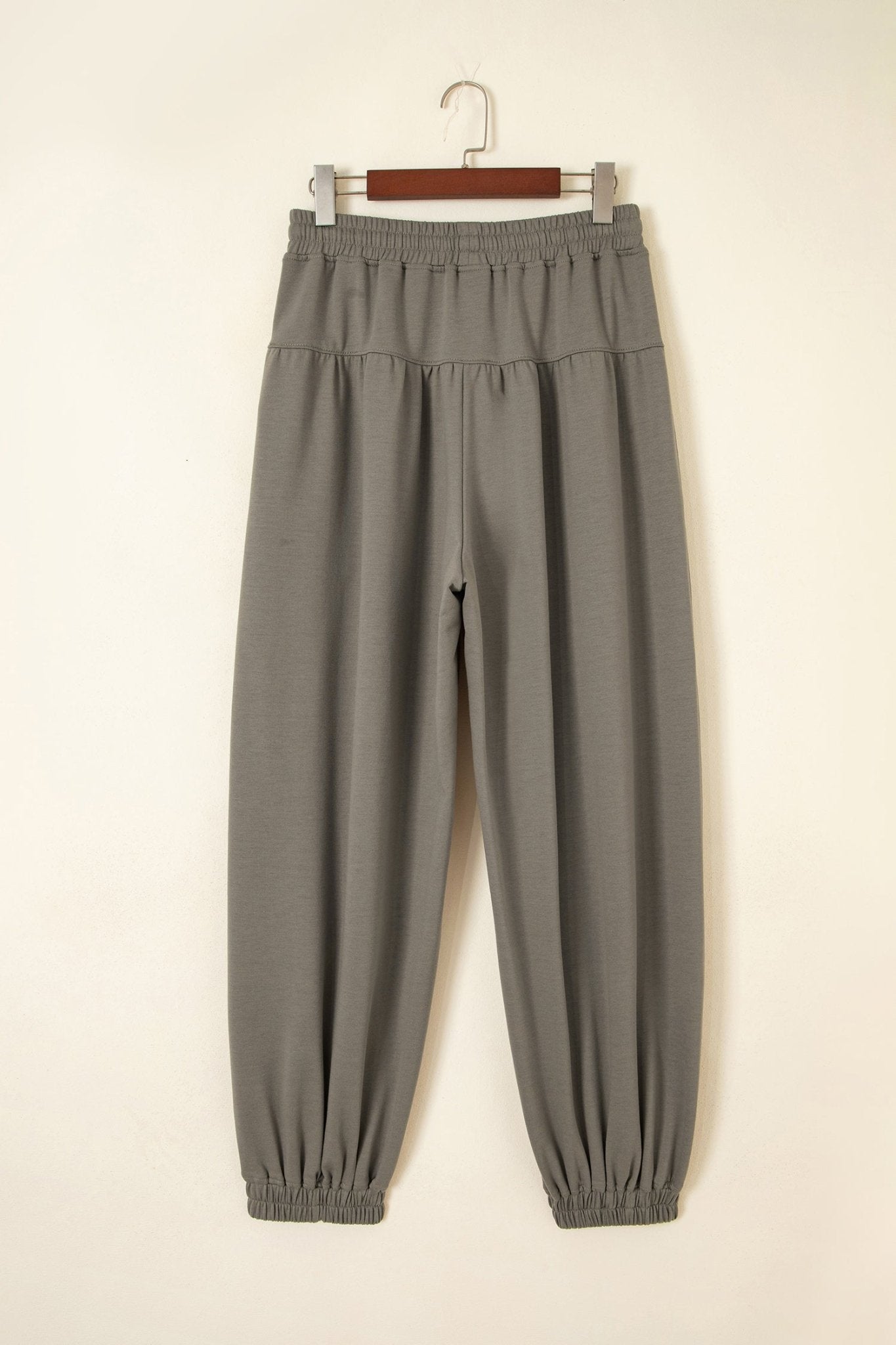 Solid Drawstring Elastic Waist Wide Leg Pants - Rooted & Reckless Co.