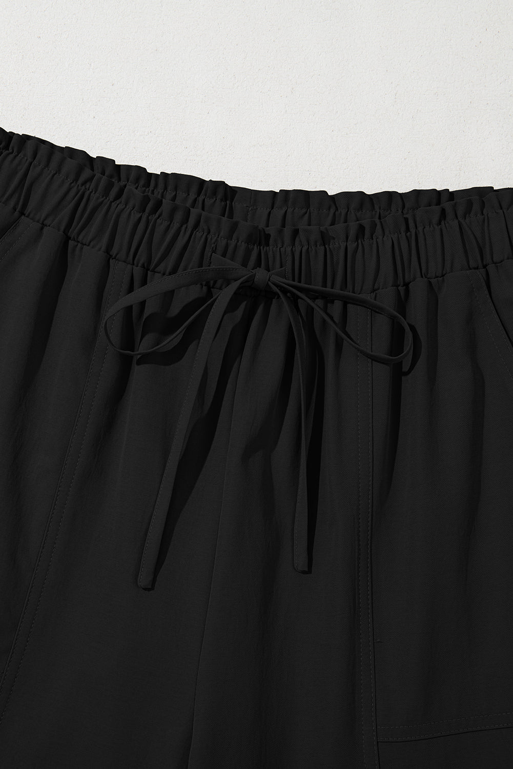 Solid Drawstring Elastic Waist Wide Leg Pants - Rooted & Reckless Co.