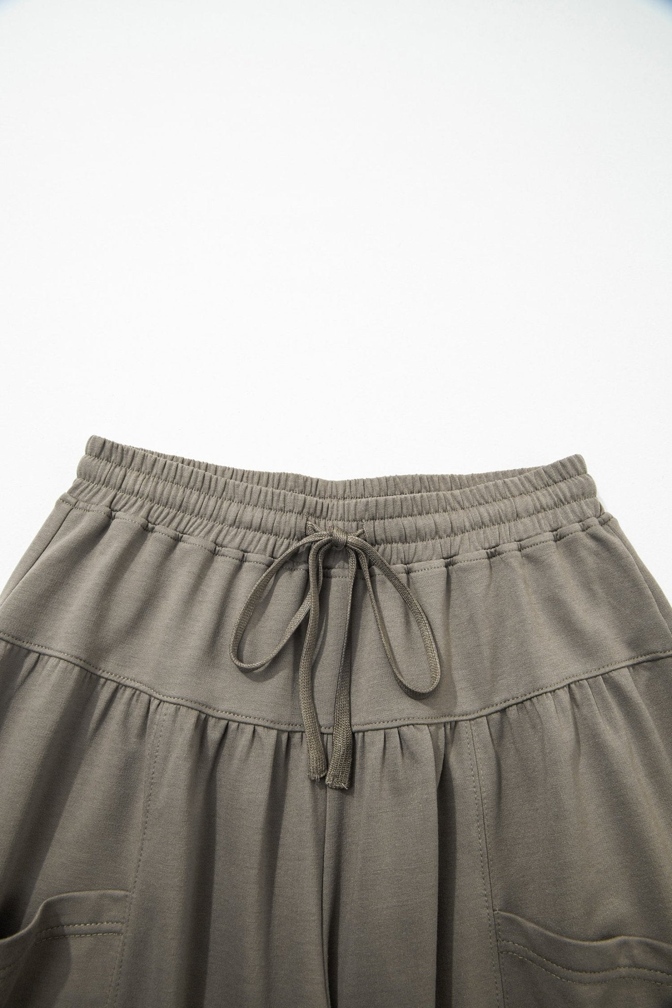 Solid Drawstring Elastic Waist Wide Leg Pants - Rooted & Reckless Co.