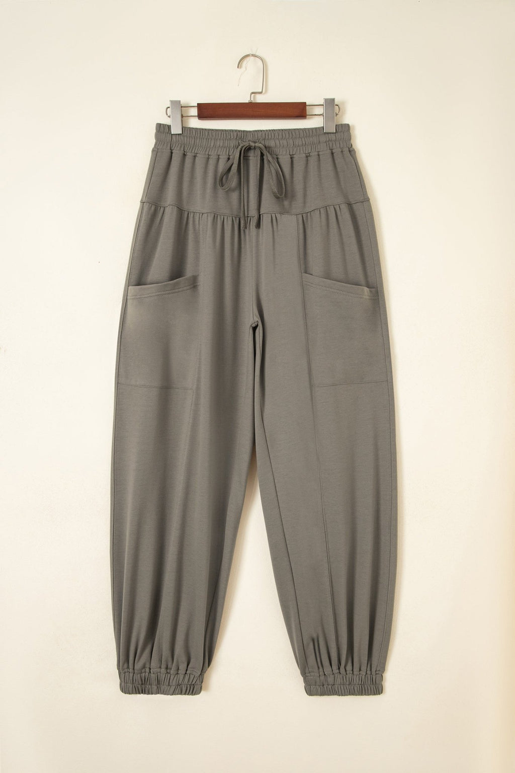 Solid Drawstring Elastic Waist Wide Leg Pants - Rooted & Reckless Co.