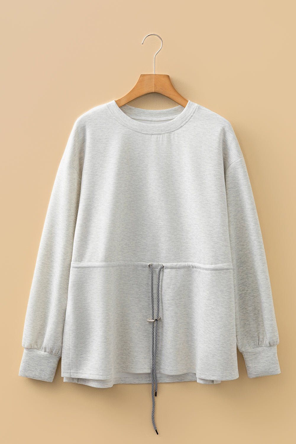 Solid Drawstring Waist Tunic Sweatshirt - Rooted & Reckless Co.