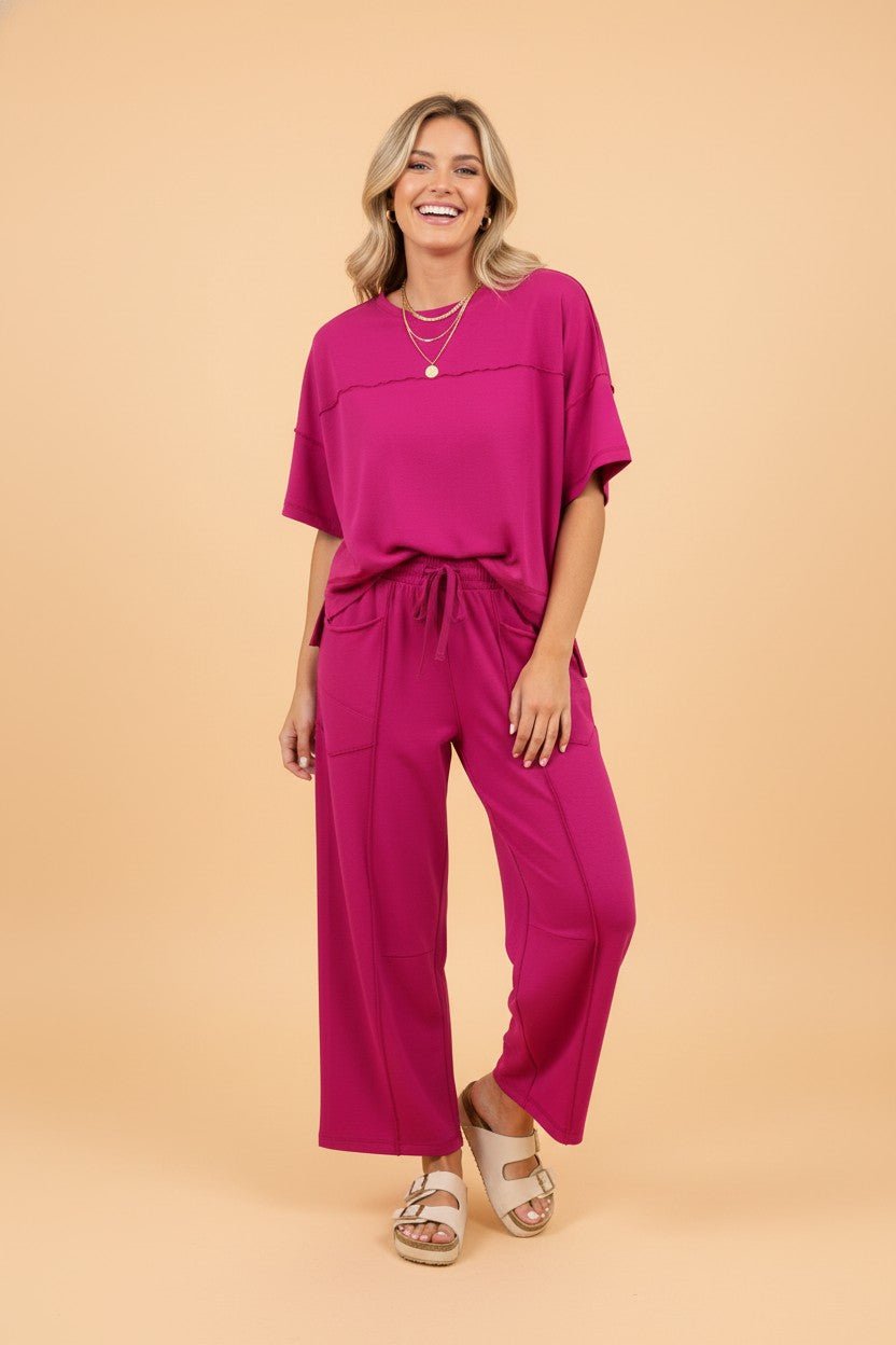 Solid Drop Shoulder Boxy Tee & Barrel Pants Set - Rooted & Reckless Co.