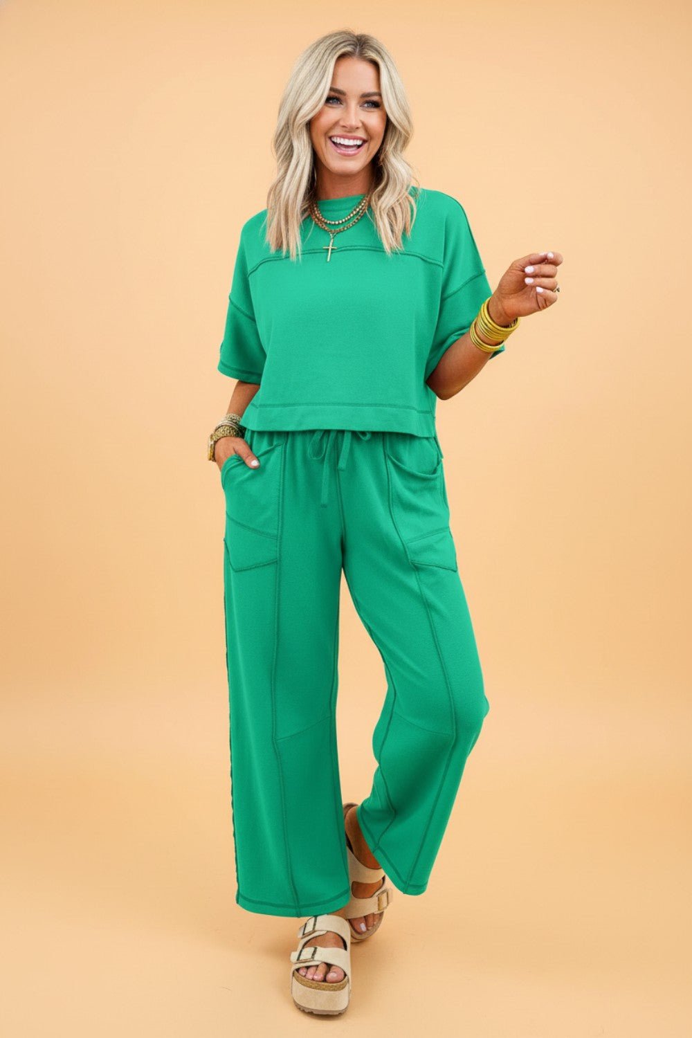 Solid Drop Shoulder Boxy Tee & Barrel Pants Set - Rooted & Reckless Co.