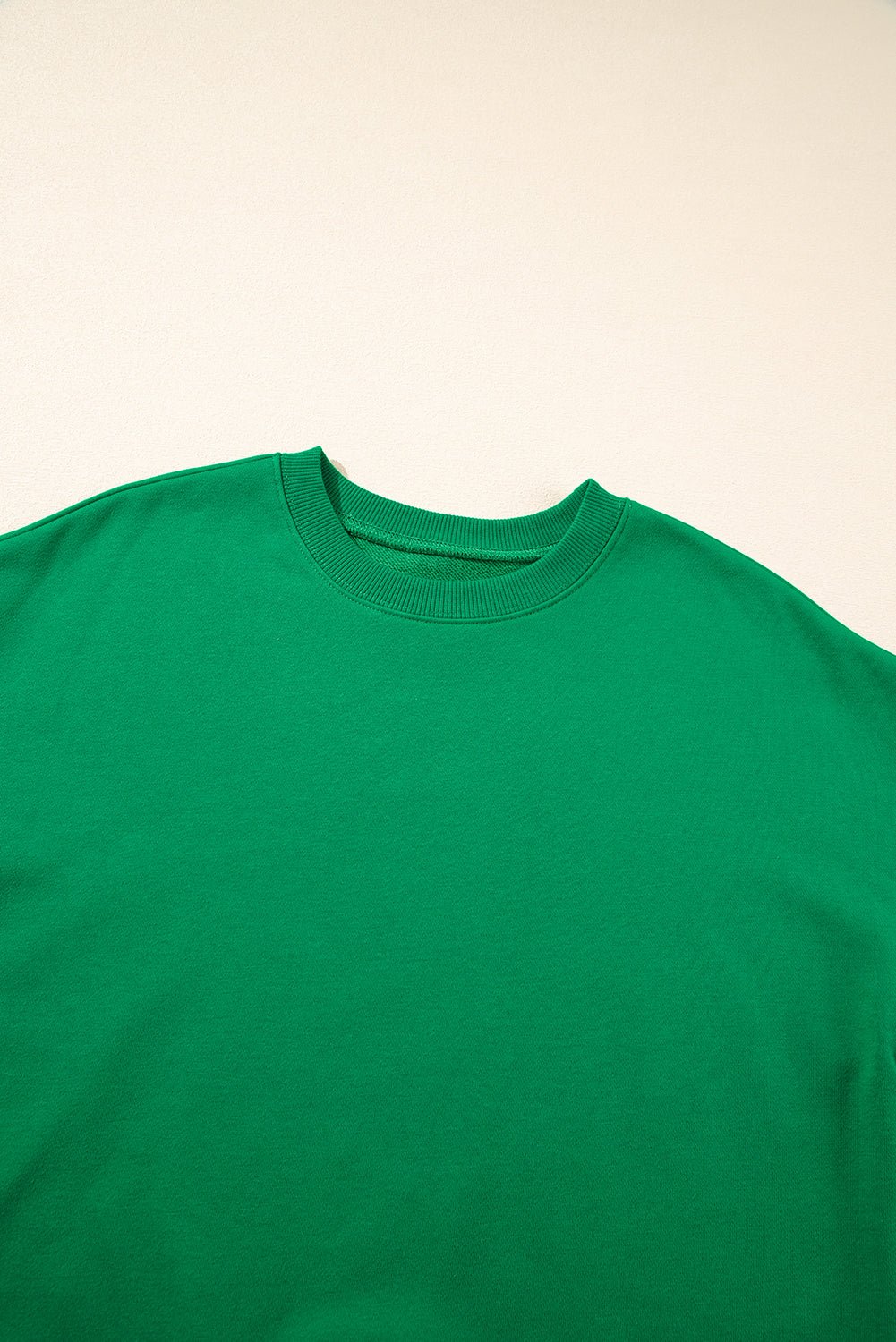 Solid Drop Shoulder Crewneck Pullover Sweatshirt - Rooted & Reckless Co.