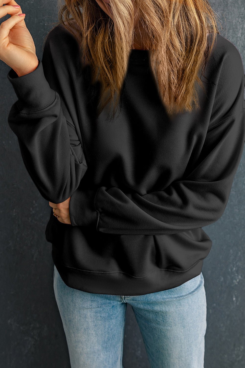 Solid Drop Shoulder Crewneck Pullover Sweatshirt - Rooted & Reckless Co.