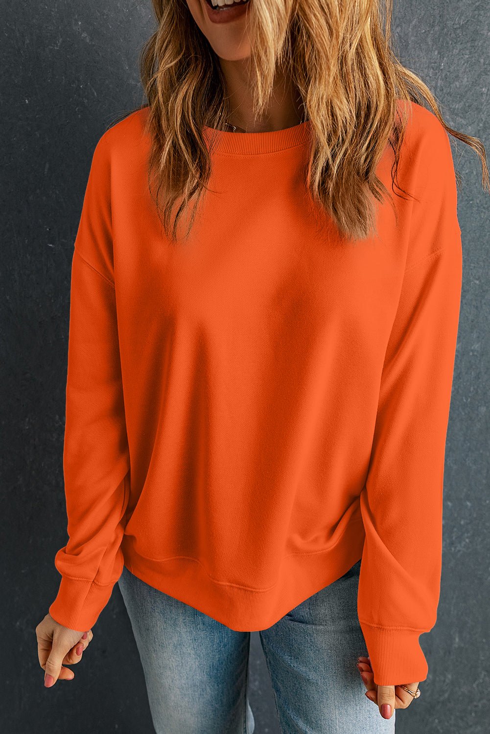 Solid Drop Shoulder Crewneck Pullover Sweatshirt - Rooted & Reckless Co.