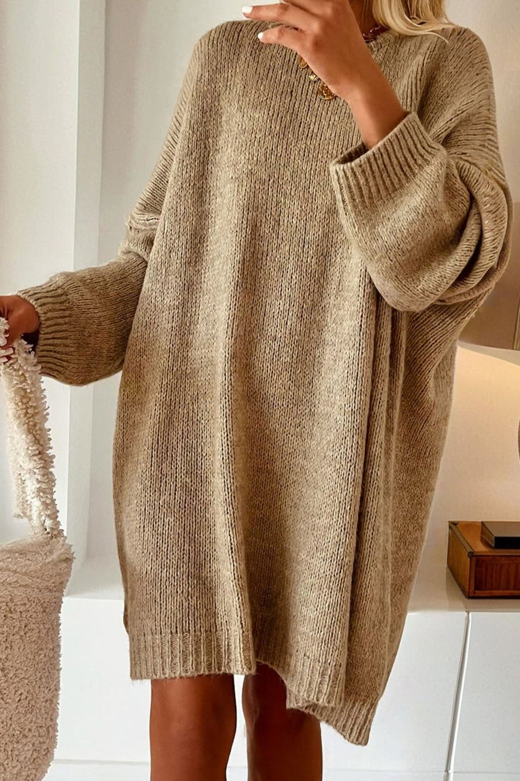 Solid Drop Shoulder Oversize Mini Sweater Dress - Rooted & Reckless Co.