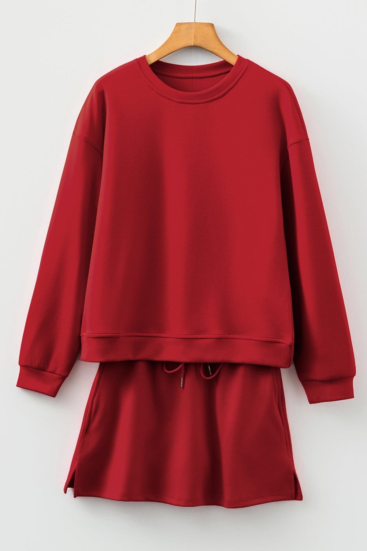 Solid Drop Shoulder Pullover and Mini Skirt Set - Rooted & Reckless Co.