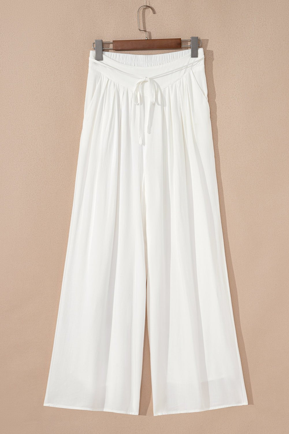 Solid Drop Waist Pleated Wide Leg Pants - Rooted & Reckless Co.