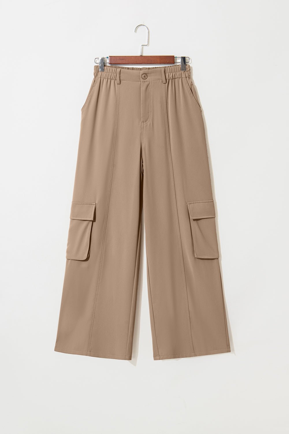 Solid Elastic High-Waist Pants - Rooted & Reckless Co.
