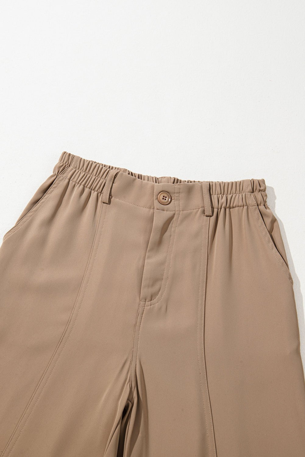 Solid Elastic High-Waist Pants - Rooted & Reckless Co.