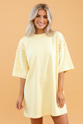 Solid Emboirdered Eyelet Patchwork T-Shirt Dress - Rooted & Reckless Co.