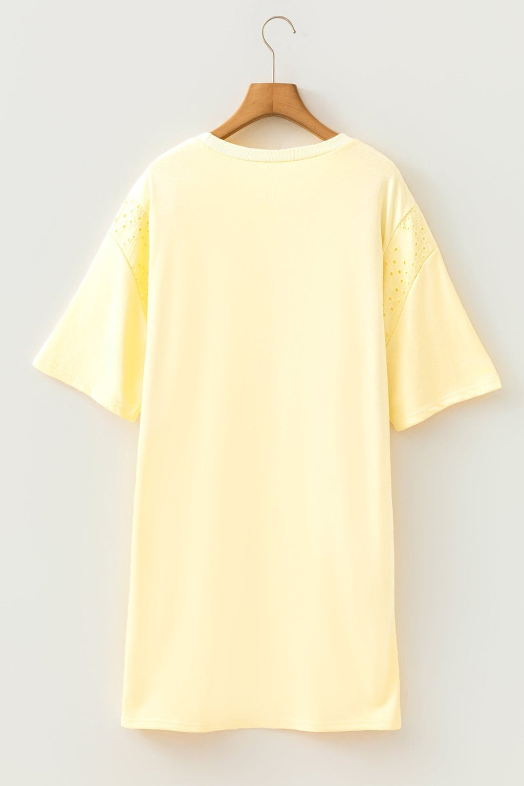 Solid Emboirdered Eyelet Patchwork T-Shirt Dress - Rooted & Reckless Co.