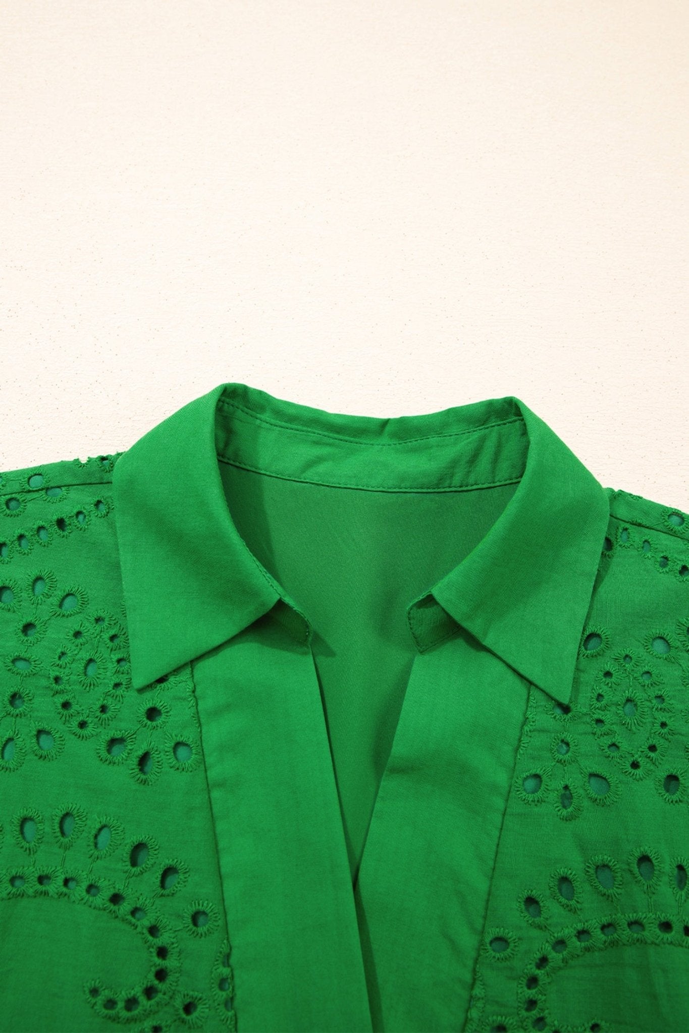 Solid Embroidered Eyelet Collared V-Neck Mini Dress - Rooted & Reckless Co.
