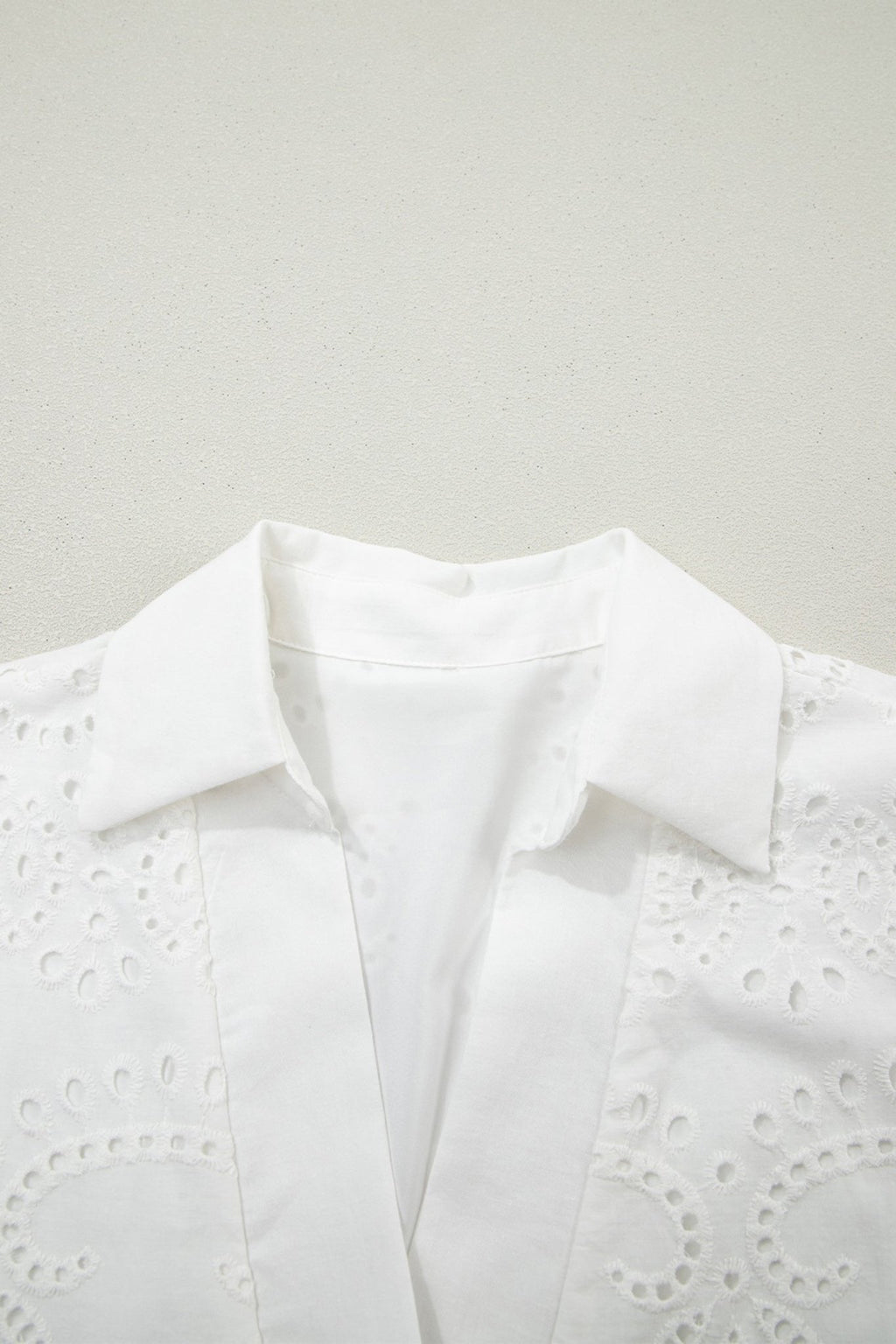 Solid Embroidered Eyelet Collared V-Neck Mini Dress - Rooted & Reckless Co.