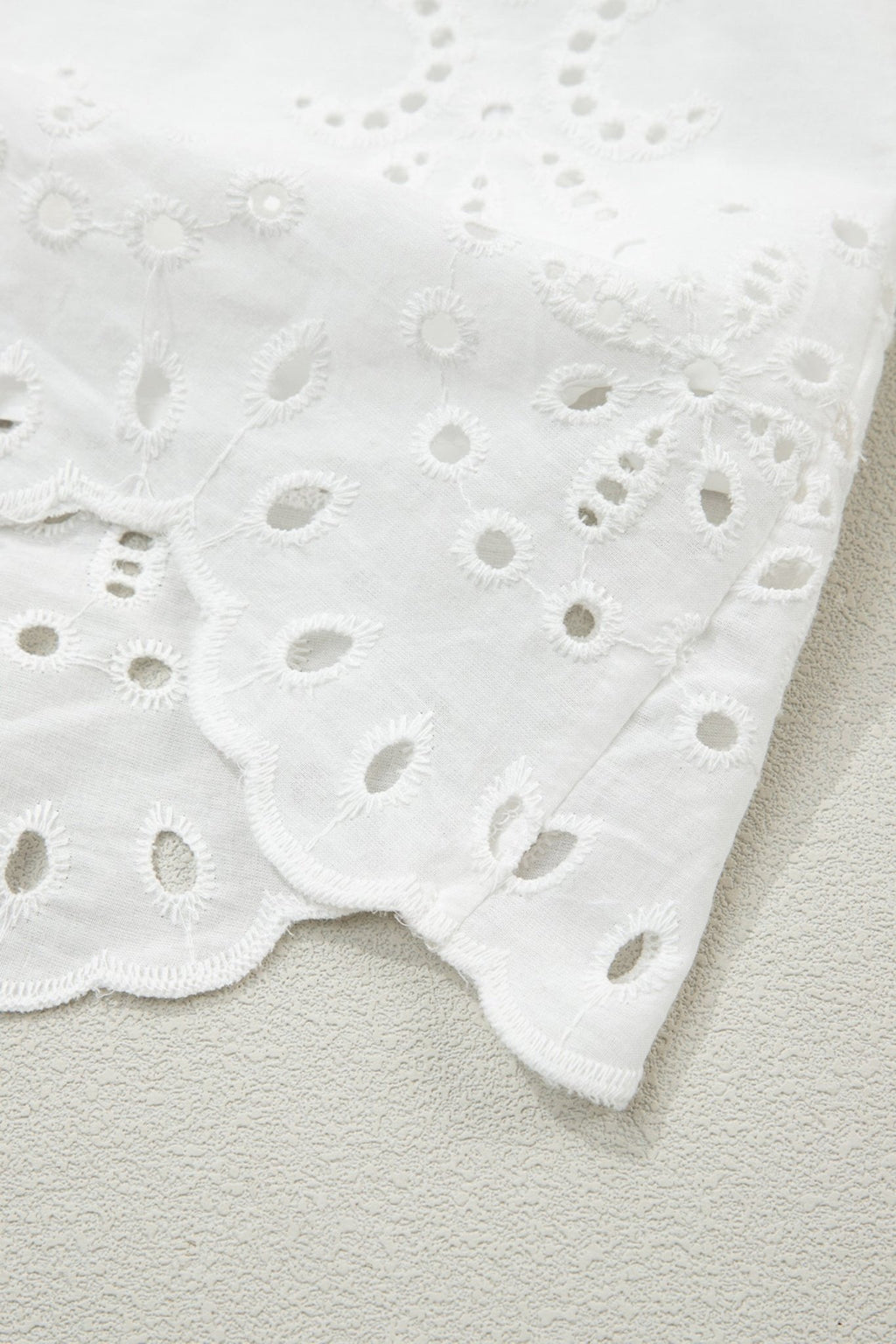 Solid Embroidered Eyelet Collared V-Neck Mini Dress - Rooted & Reckless Co.