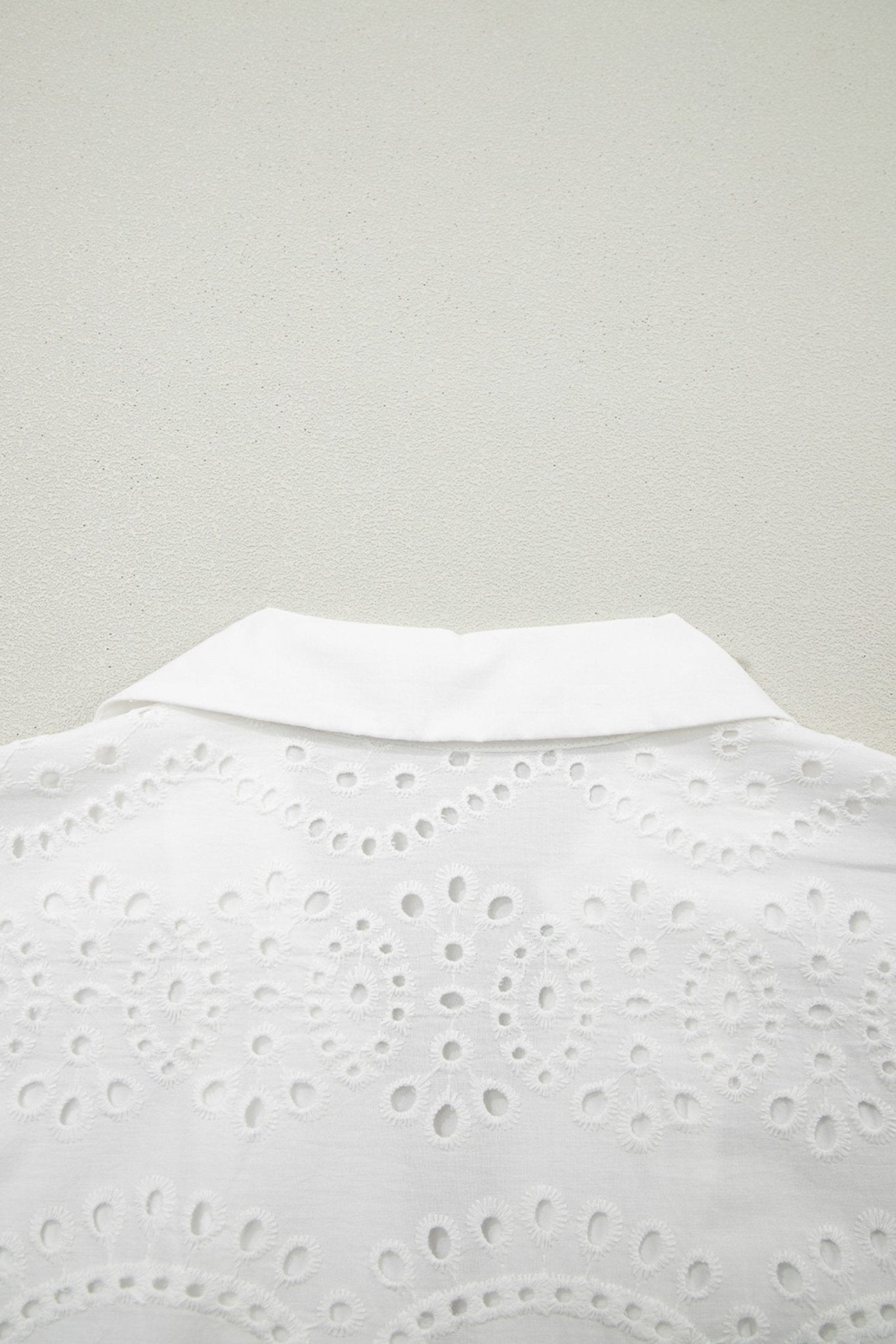 Solid Embroidered Eyelet Collared V-Neck Mini Dress - Rooted & Reckless Co.