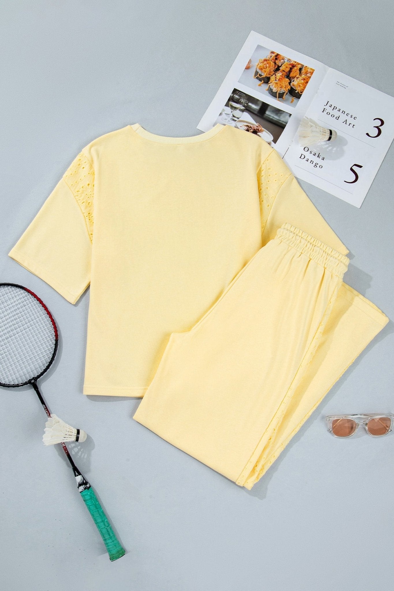 Solid Embroidered Eyelet Patchwork Top & Pants Set - Rooted & Reckless Co.