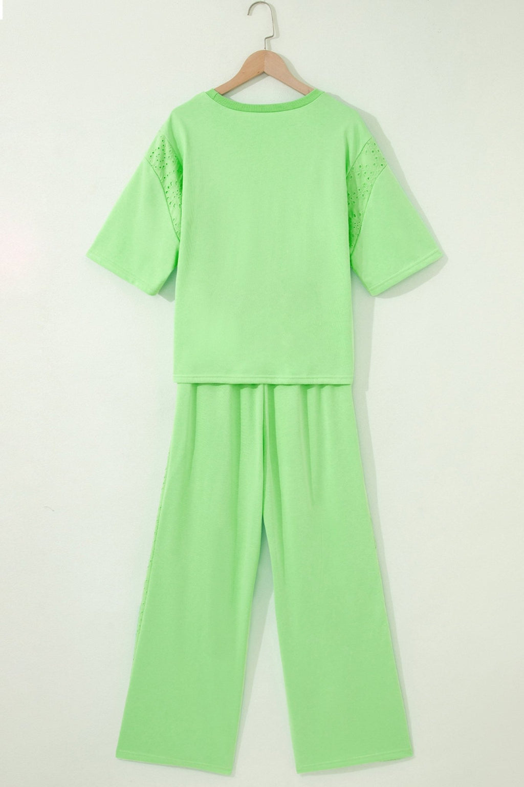 Solid Embroidered Eyelet Patchwork Top & Pants Set - Rooted & Reckless Co.
