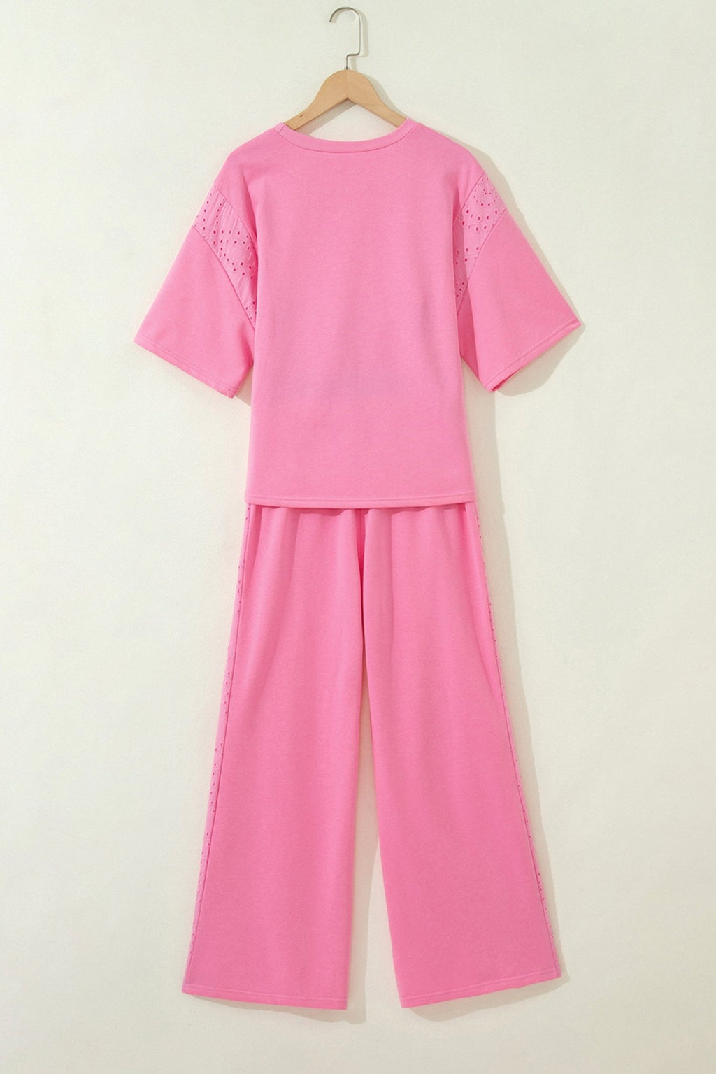 Solid Embroidered Eyelet Patchwork Top & Pants Set - Rooted & Reckless Co.