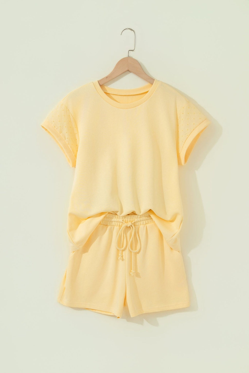 Solid Embroidered Eyelet Patchwork Top & Shorts Set - Rooted & Reckless Co.