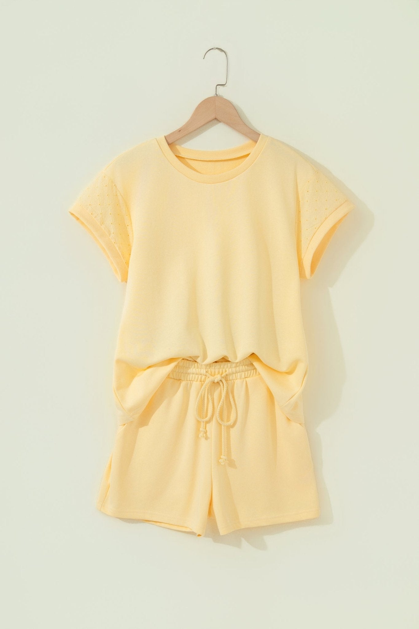 Solid Embroidered Eyelet Patchwork Top & Shorts Set - Rooted & Reckless Co.