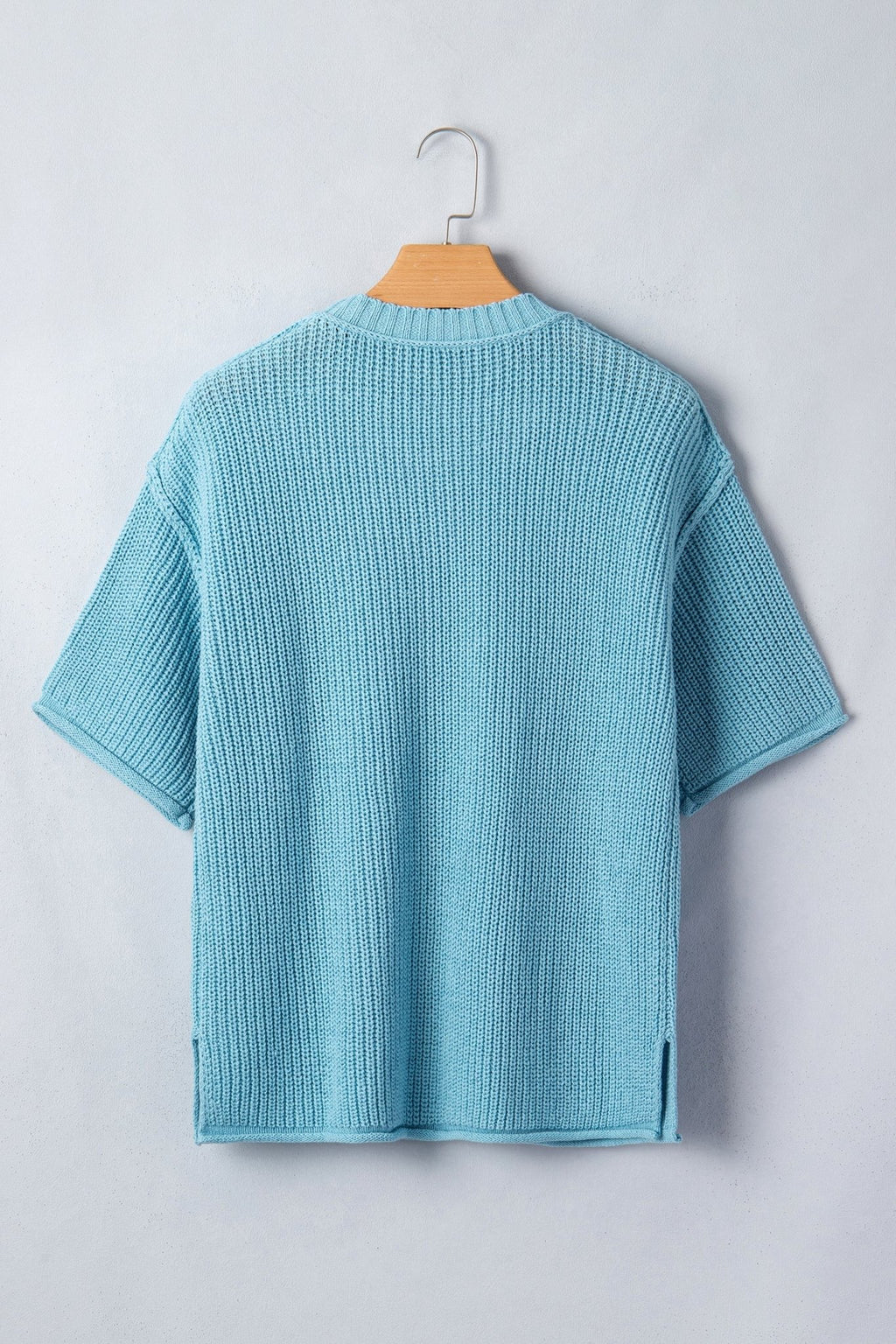 Solid Exposed Seam 3/4 Sleeve Loose Sweater - Rooted & Reckless Co.