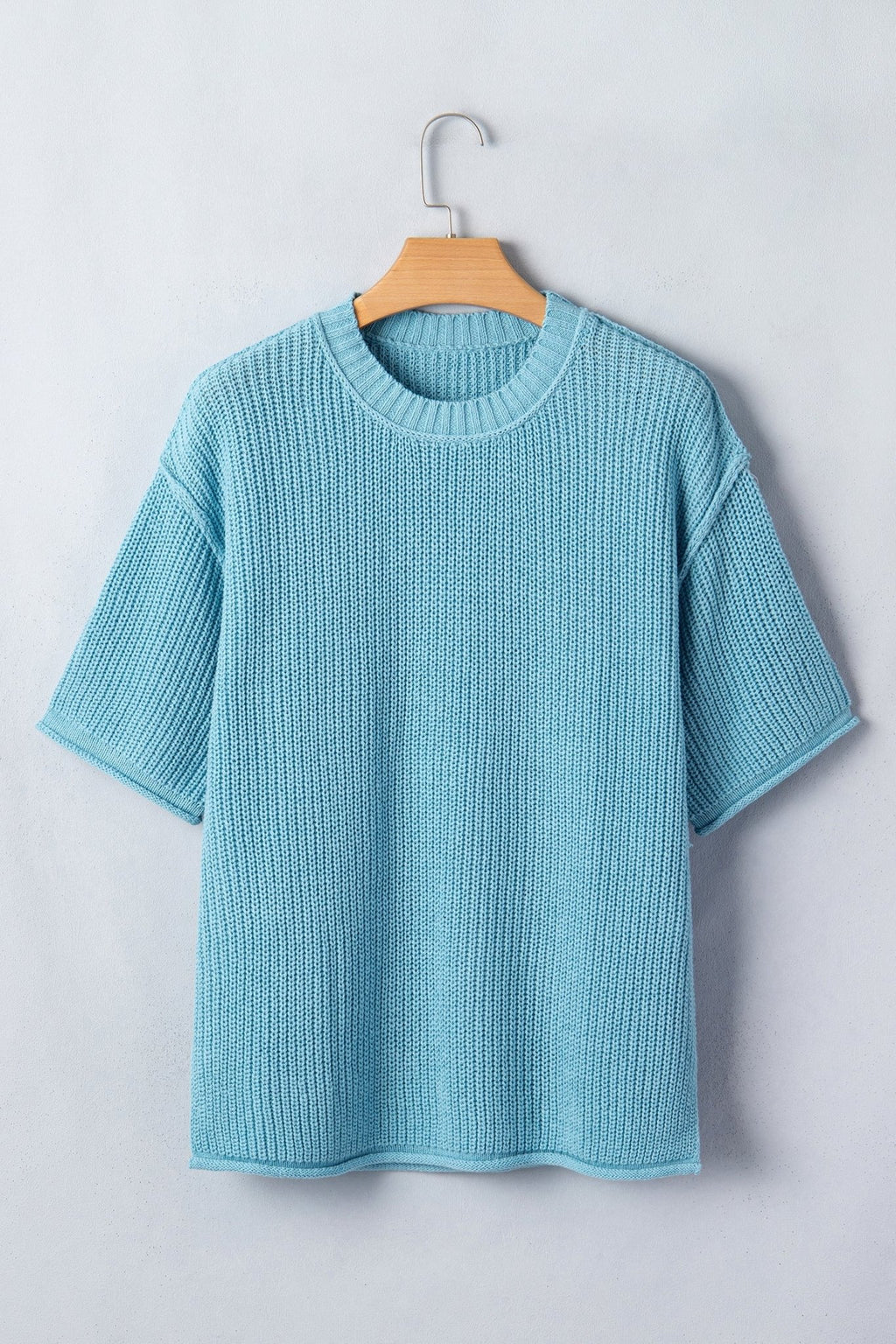 Solid Exposed Seam 3/4 Sleeve Loose Sweater - Rooted & Reckless Co.