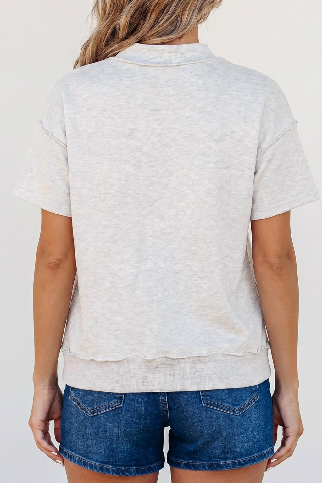 Solid Exposed Seam Mock Neck Tee - Rooted & Reckless Co.