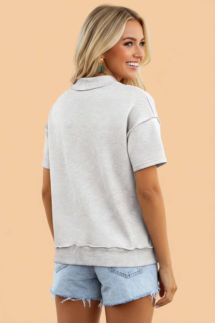 Solid Exposed Seam Mock Neck Tee - Rooted & Reckless Co.
