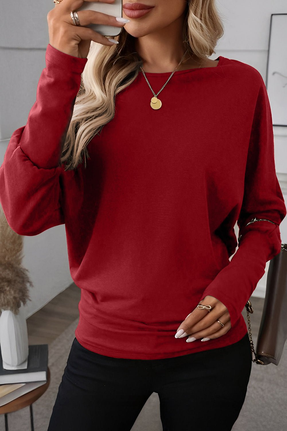 Solid Extended Cuff Long Sleeve Top - Rooted & Reckless Co.