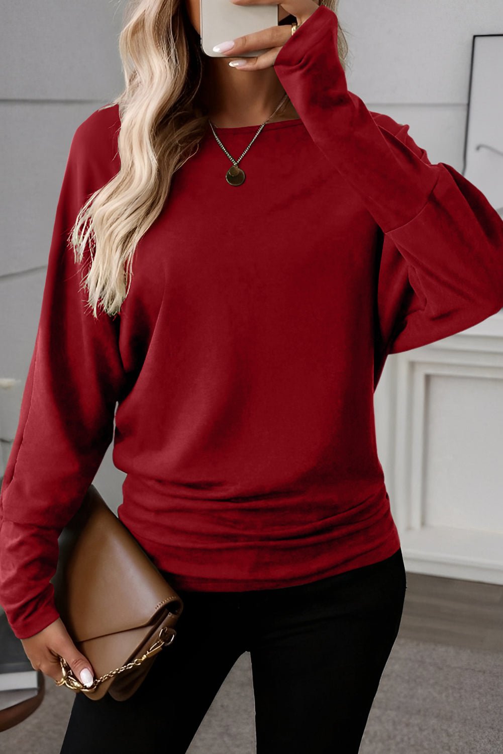 Solid Extended Cuff Long Sleeve Top - Rooted & Reckless Co.