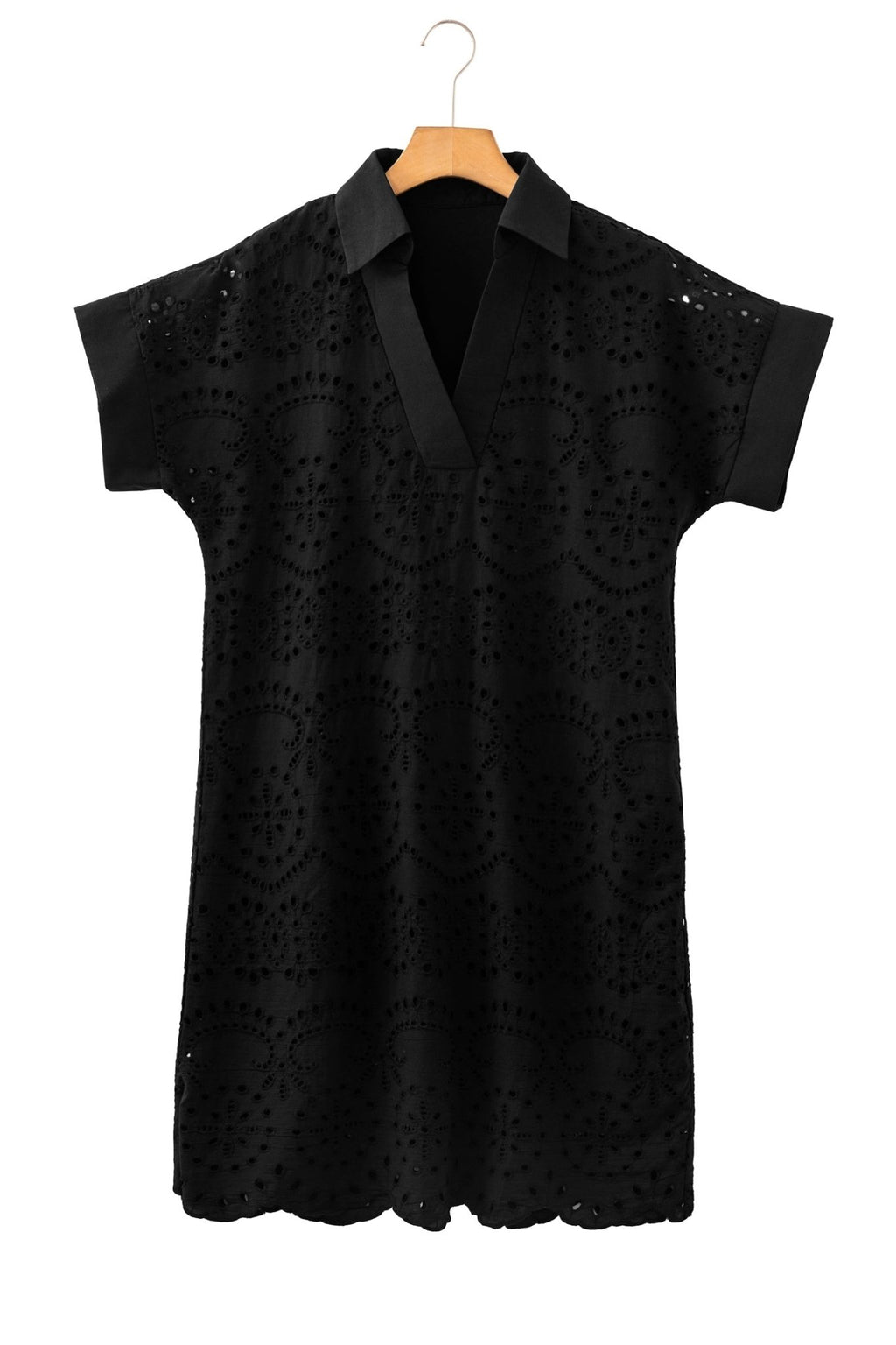 Solid Eyelet Embroidered T-Shirt Mini Dress - Rooted & Reckless Co.