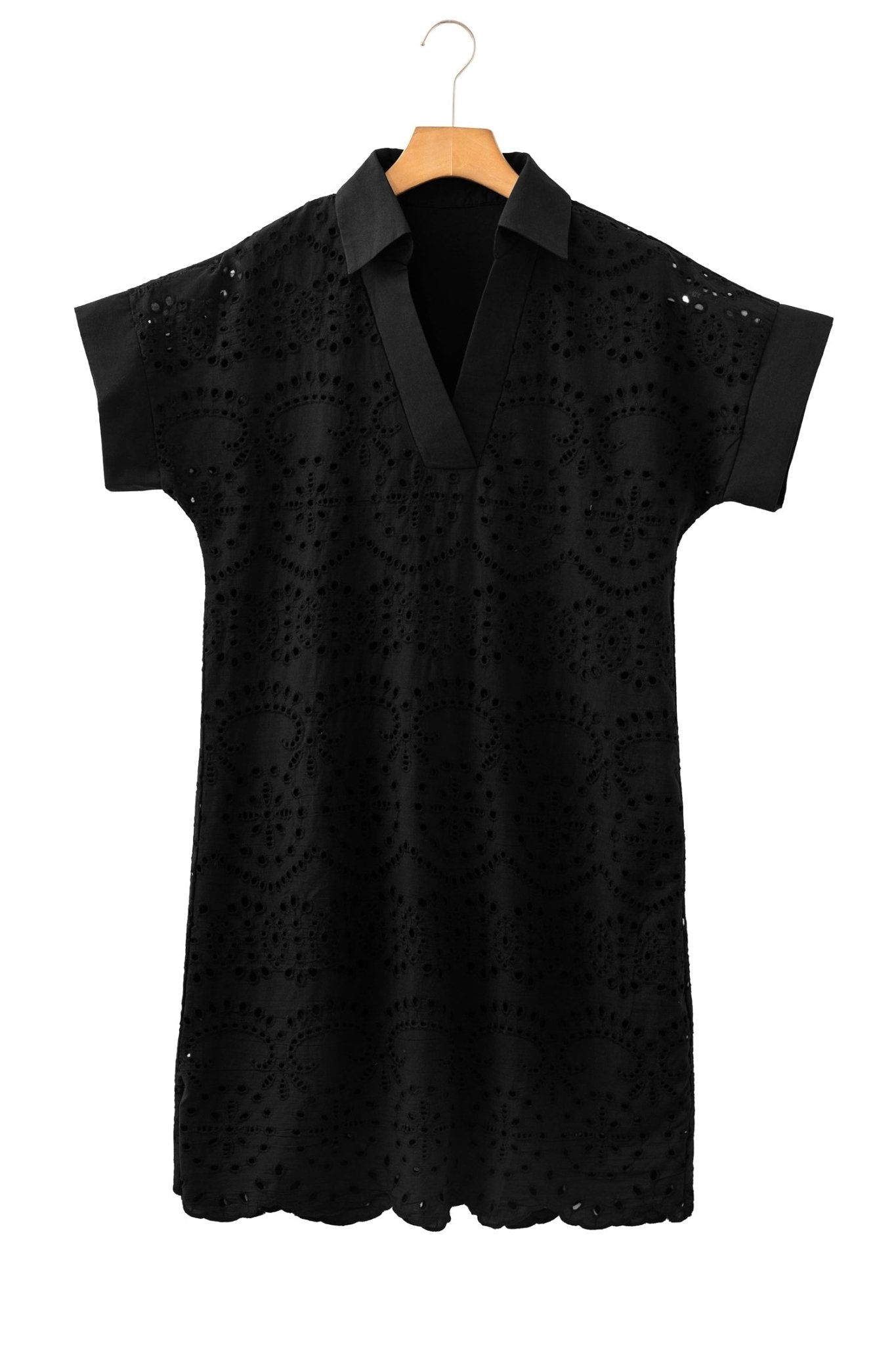 Solid Eyelet Embroidered T-Shirt Mini Dress - Rooted & Reckless Co.