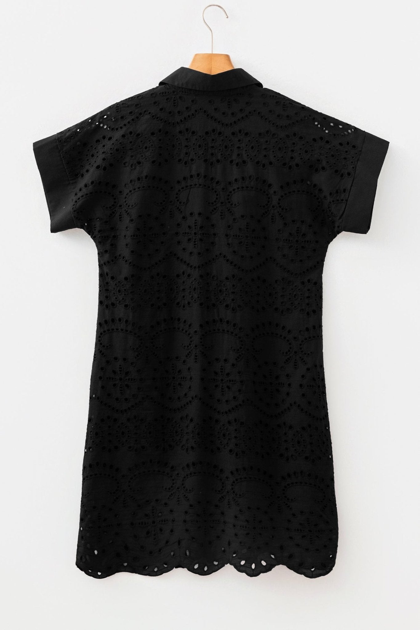 Solid Eyelet Embroidered T-Shirt Mini Dress - Rooted & Reckless Co.