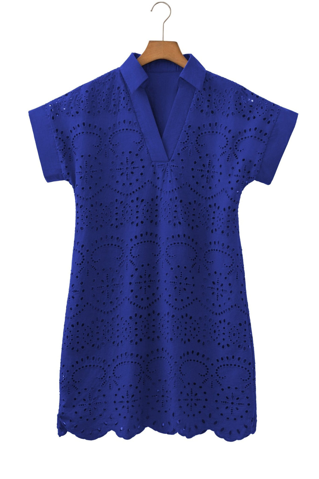 Solid Eyelet Embroidered T-Shirt Mini Dress - Rooted & Reckless Co.