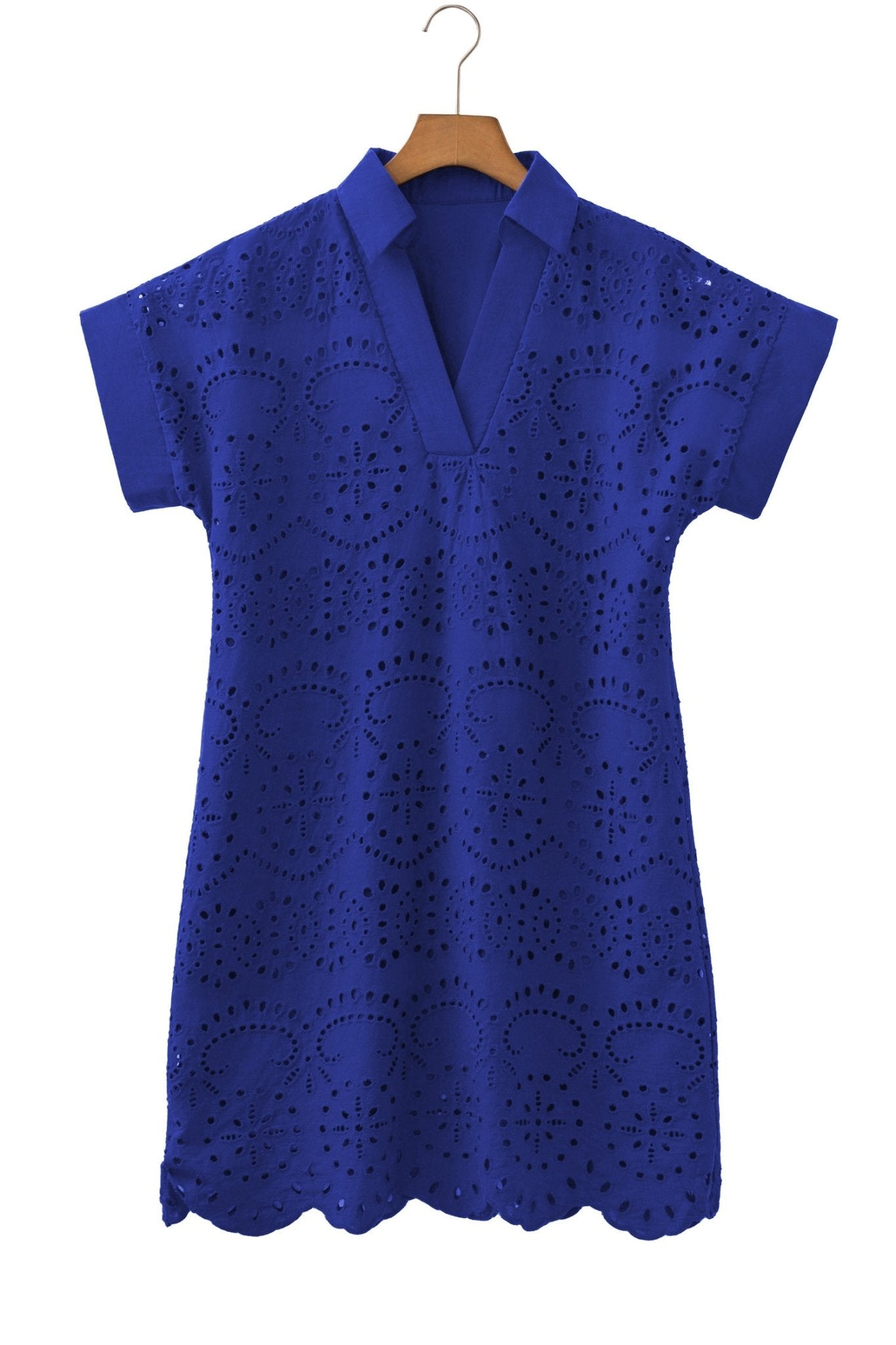 Solid Eyelet Embroidered T-Shirt Mini Dress - Rooted & Reckless Co.