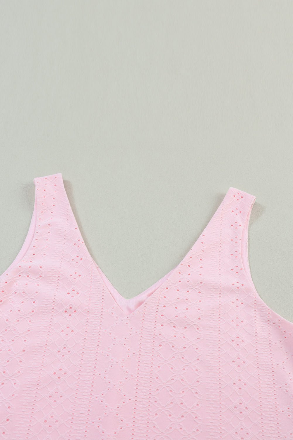 Solid Eyelet Knit V-Neck Loose Tank Top - Rooted & Reckless Co.