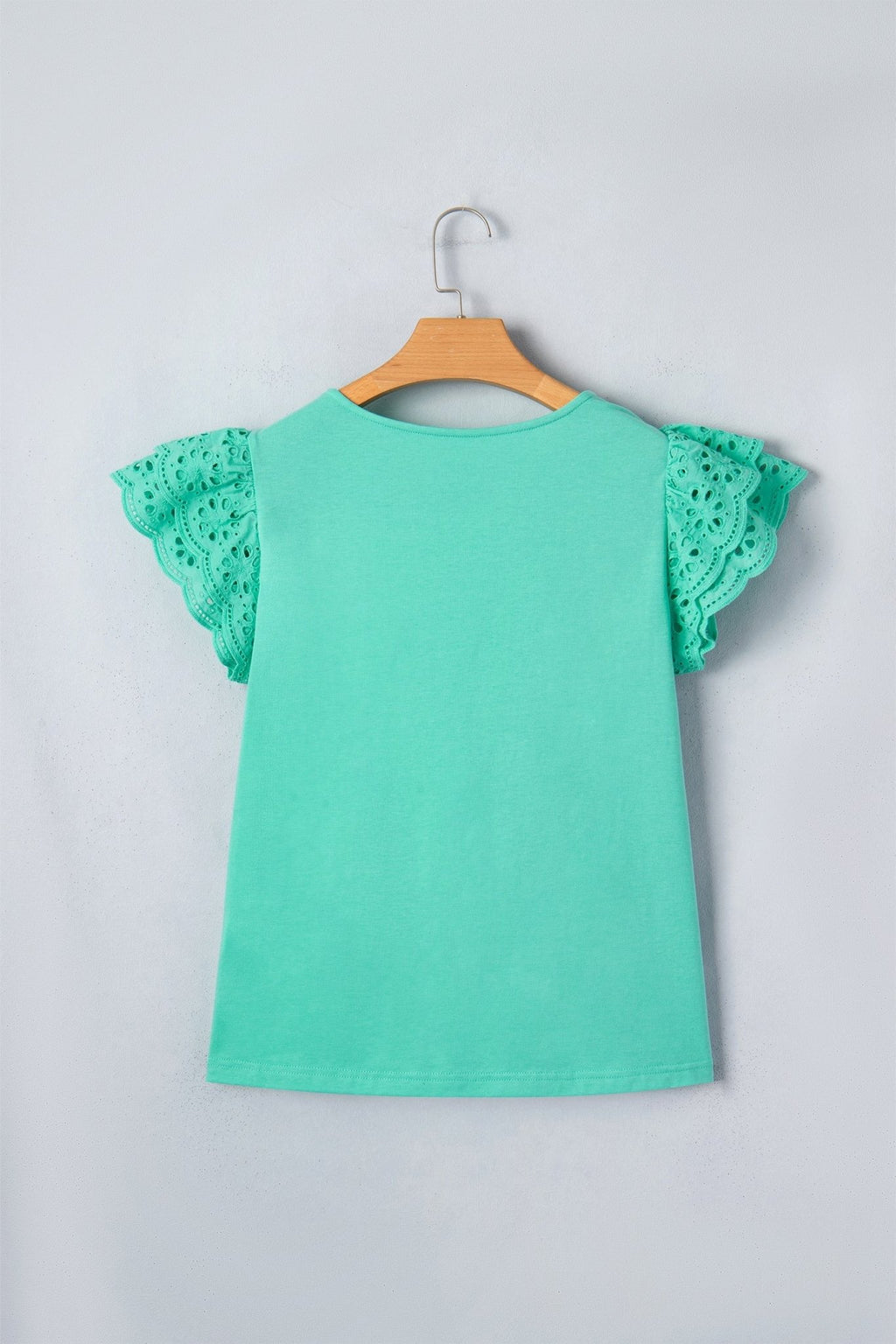 Solid Eyelet Lace Ruffle Cap Sleeve Top - Rooted & Reckless Co.