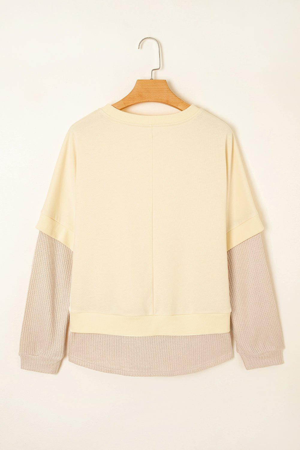 Solid Faux Layered Patchwork Crewneck Sweatshirt - Rooted & Reckless Co.