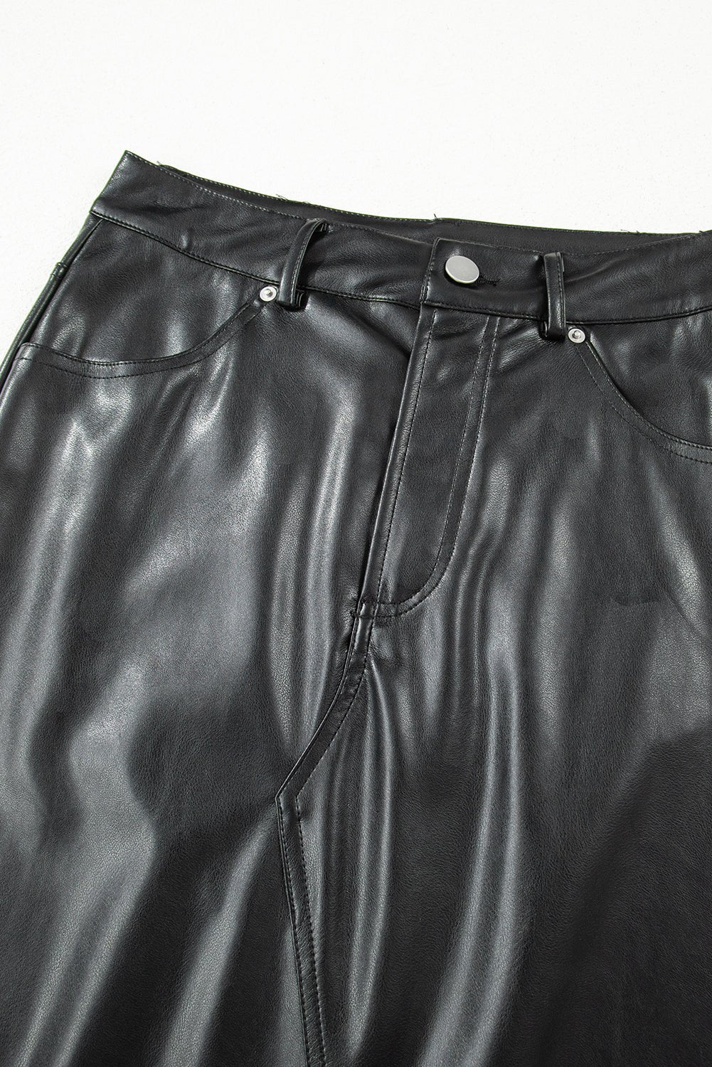 Solid Faux Leather Side Slit Maxi Skirt - Rooted & Reckless Co.