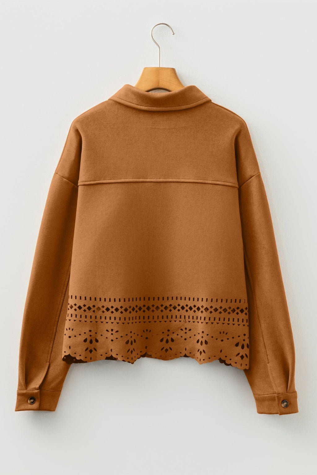 Solid Faux Suede Hollowed Jacket - Rooted & Reckless Co.