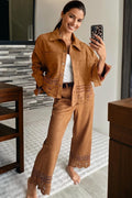 Solid Faux Suede Hollowed Jacket - Rooted & Reckless Co.